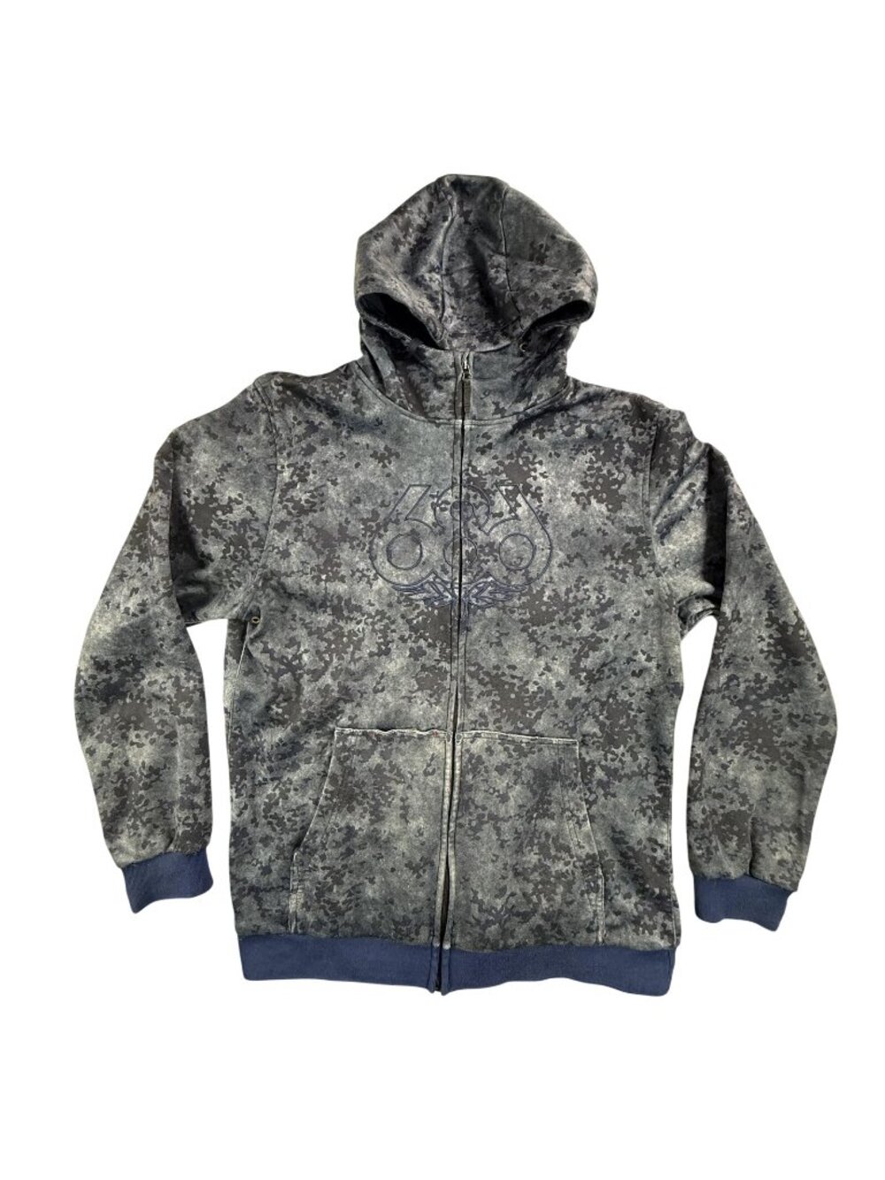 686 Hoodie Mens XL Gray Camo Full Zip Fleece Snowboard Logo Jacket Airflight